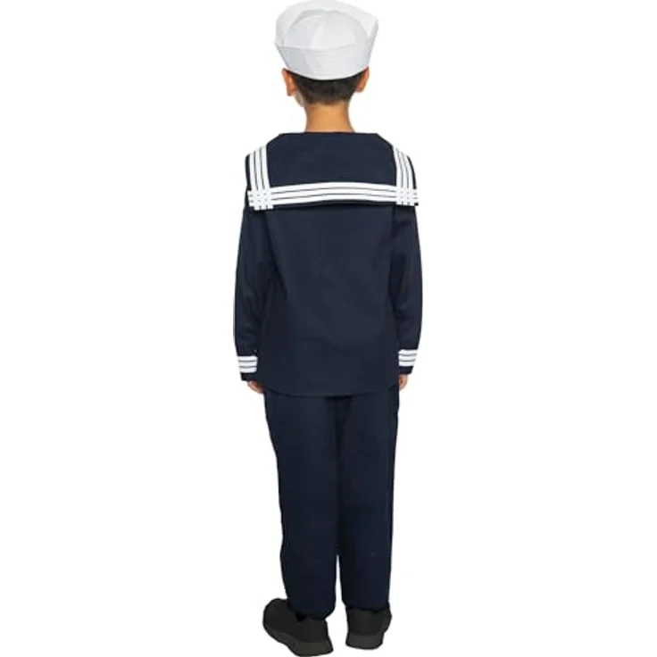 Maskworld Klassisches Matrosen Kinder-Kostüm - Verkleidung Uniform Anzug für kleine Seemänner - Größe 140, 4-teilig aus Baumwolle & Polyester – Bild 5