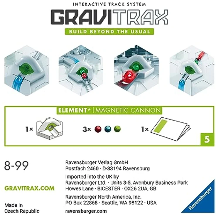 Ravensburger GraviTrax Element Magnetic Cannon - Zubehör für die GraviTrax Kugelbahn. Kombinierbar mit allen GraviTrax Produktlinien, Starter-Sets, Extensions und Elements - für Kinder ab 8 Jahren – Bild 3