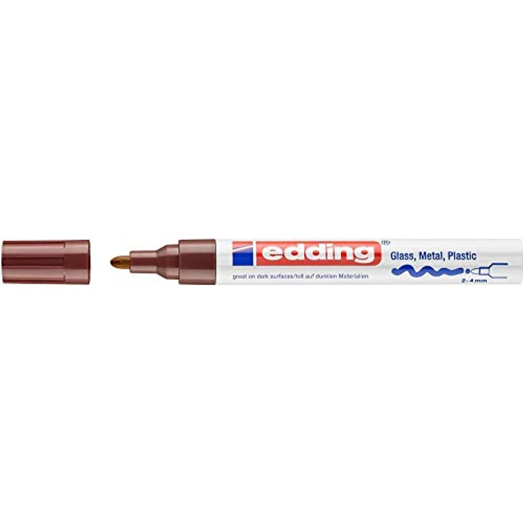 edding 750 Glanzlackmarker - braun - 1 Lackmarker - Rundspitze 2-4 mm - Lackstift für Glas, Stein, Holz, Kunststoff und Papier - wasserfest, stark deckend – Bild 2