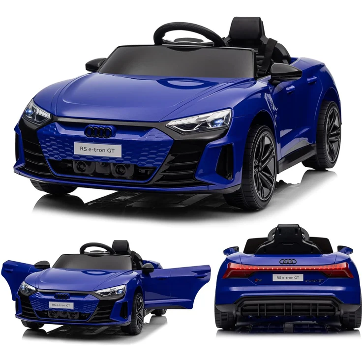 FCH Audi RS e-tron GT Kinderauto, Elektroauto 12V mit Musik, breitem Sitz und verstellbarem Sicherheitsgurt, dunkelblau