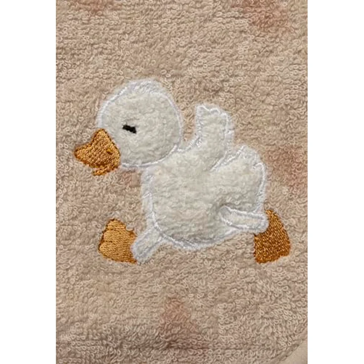 Sterntaler Lätzchen aus Jacquard Frottee mit seitlichem Druckknopf und Motiv Ente Edda Lou, niedliche Applikation, Blau – Bild 5