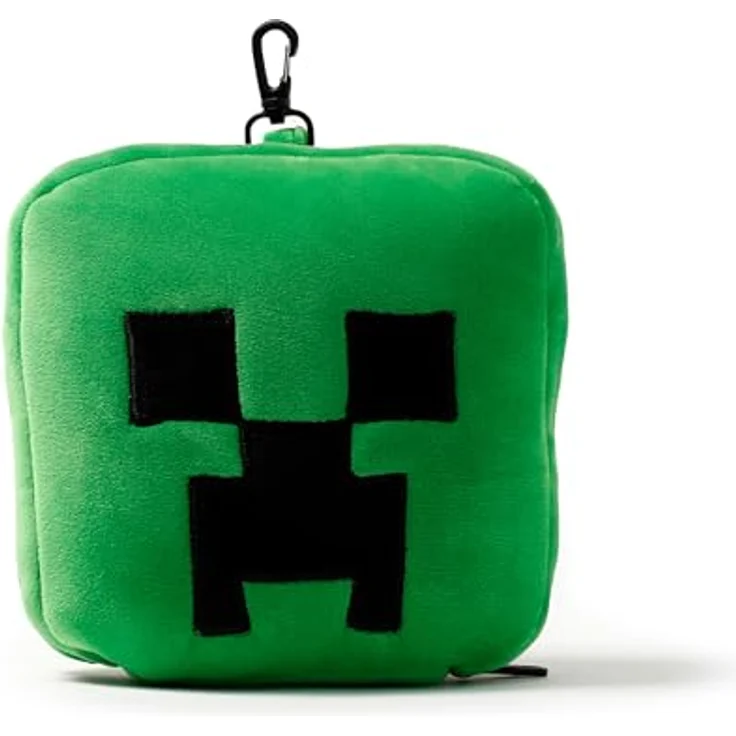 Puckator Minecraft Creeper Relaxeazzz Reisekissen, praktisches Reisekissen in Grün mit Schlafmaske und Karabiner, 16 x 16 cm – Bild 4