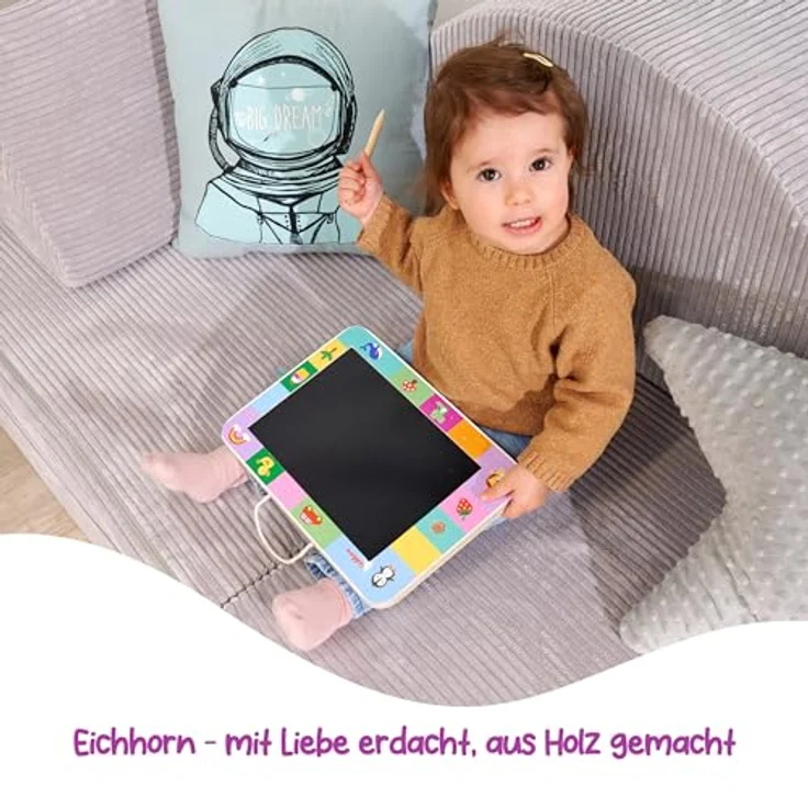 Eichhorn Tafel Zeichentafel LCD, Maltafel für Kinder ab 3 Jahren mit 22,5 x 16 cm Malfläche, inkl. Holzstift und Tragelasche – Bild 6