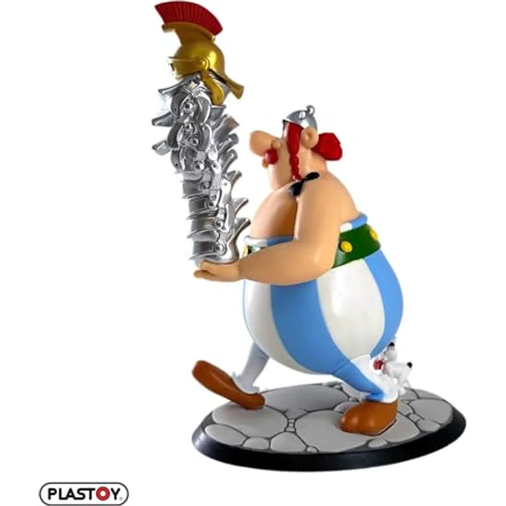 Plastoy Asterix - Obelix mit Stapel römischer Helme, detailreiche Sammelfigur für Asterix-Fans – Bild 2