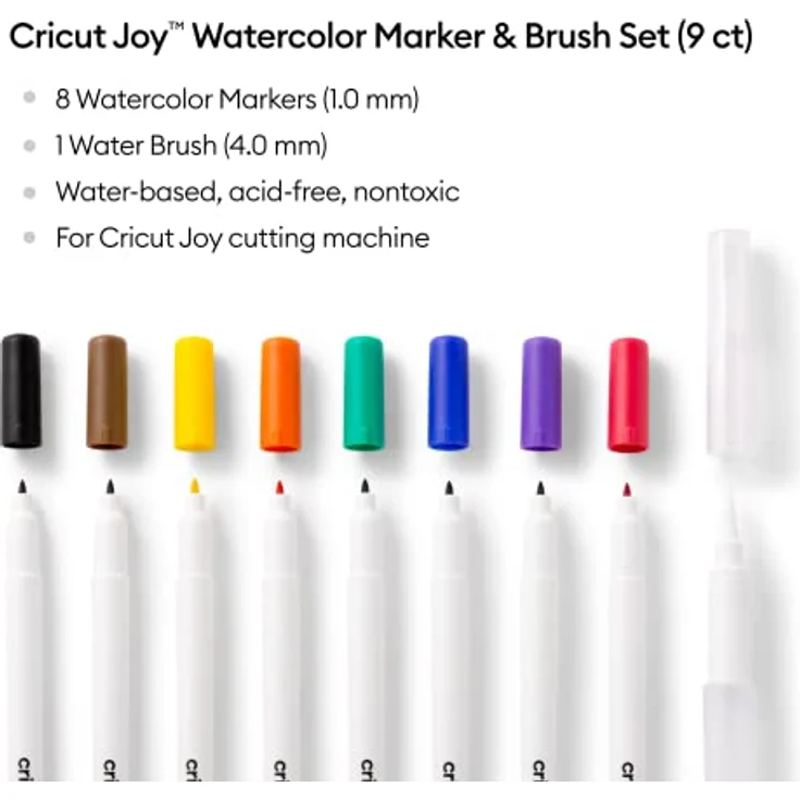 Cricut Watercolor Marker & Brush Set 8 Marker, 1 Wasserpinsel Erstellen Sie ein Aquarell Meisterwerk mit Ihrer Joy Maschine, Multi, 9 Stück 2009978 mehrfarbig Cricut Joy – Bild 2
