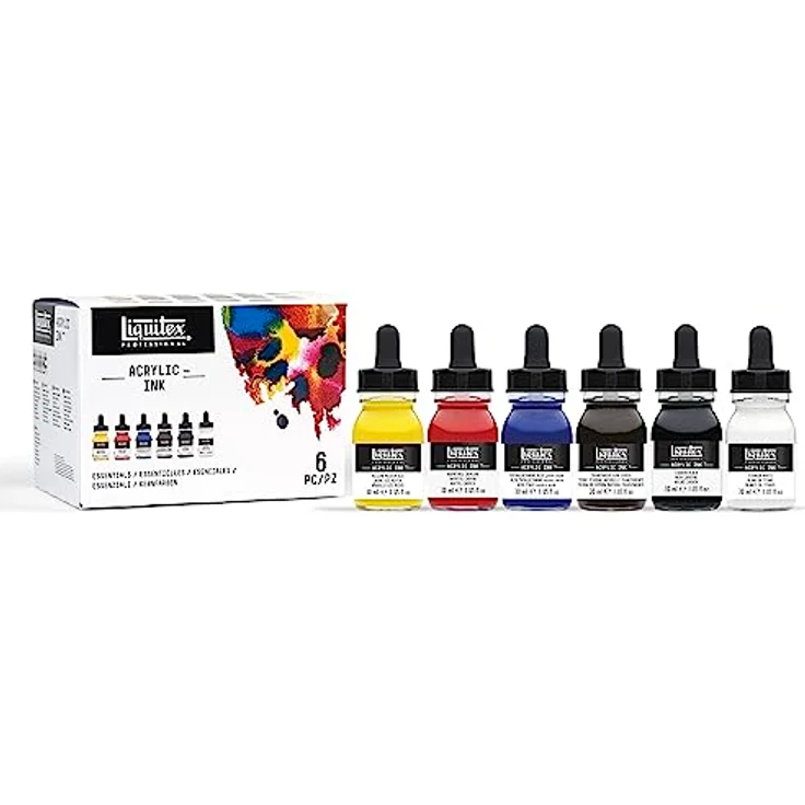 Liquitex Professional Acrylfarben Ink Set, 6 Farben à 30 ml - Hochpigmentierte Tusche für brillante, wasserfeste Ergebnisse – Bild 3