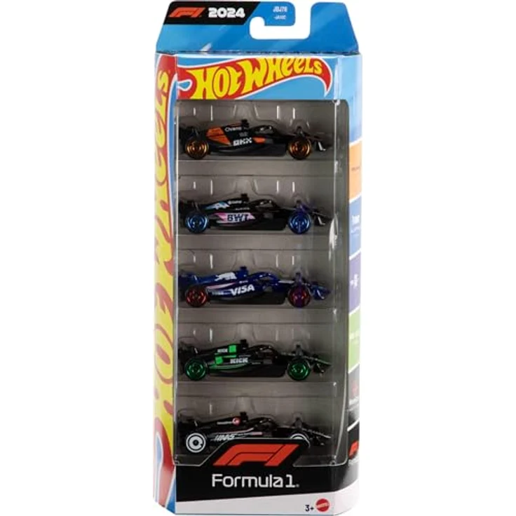 Hot Wheels Formel 1 Spielzeug-Auto 5er-Pack, Die-Cast, Maßstab 1:64, mit Rennteam-Grafiken – Bild 1