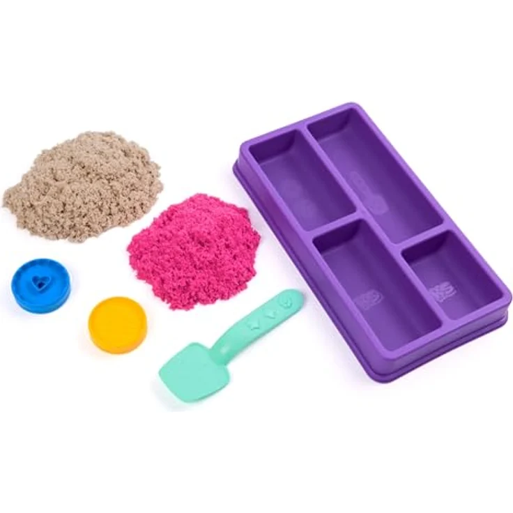 Spin Master Kinetic Sand - Cookie Box, Bastelsand mit doppelseitigen Förmchen und pinkfarbener Dekoration – Bild 2