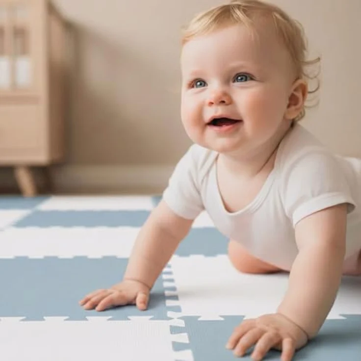 LittleTom Spielmatte Baby Puzzlematte 180x90 cm, Blau & Weiß, 18 Teile, anti-allergene EVA Schaumstoffmatte mit Anti-Rutsch-Profil – Bild 3