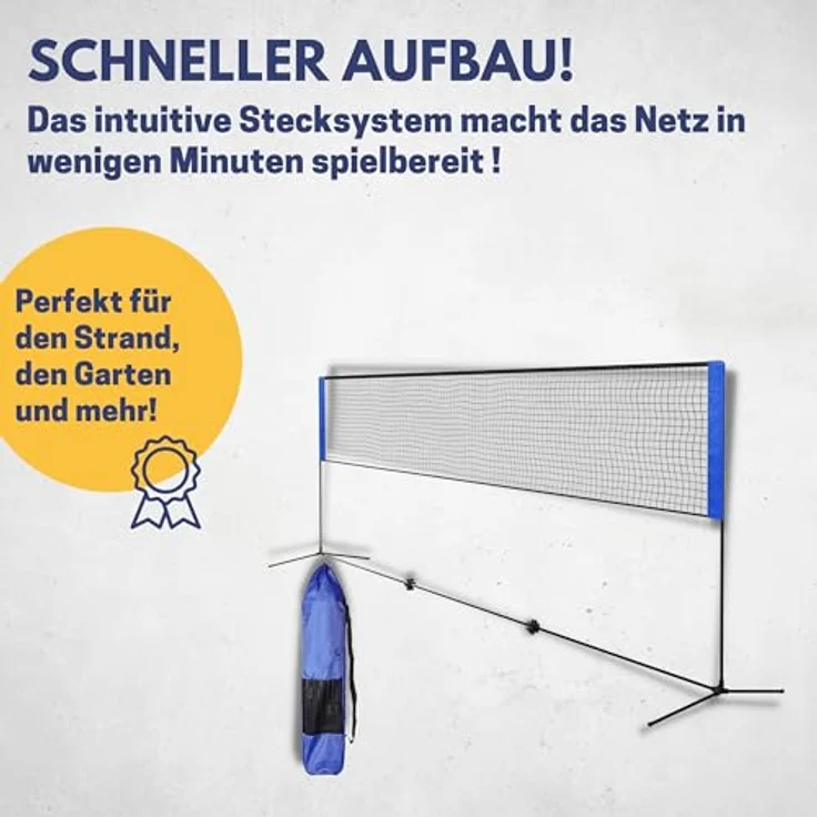 Best Sporting Volleyballnetz Outdoor 4 in 1 I Badmintonnetz 310cm breit I Badminton Netz Garten höhenverstellbar – Bild 4