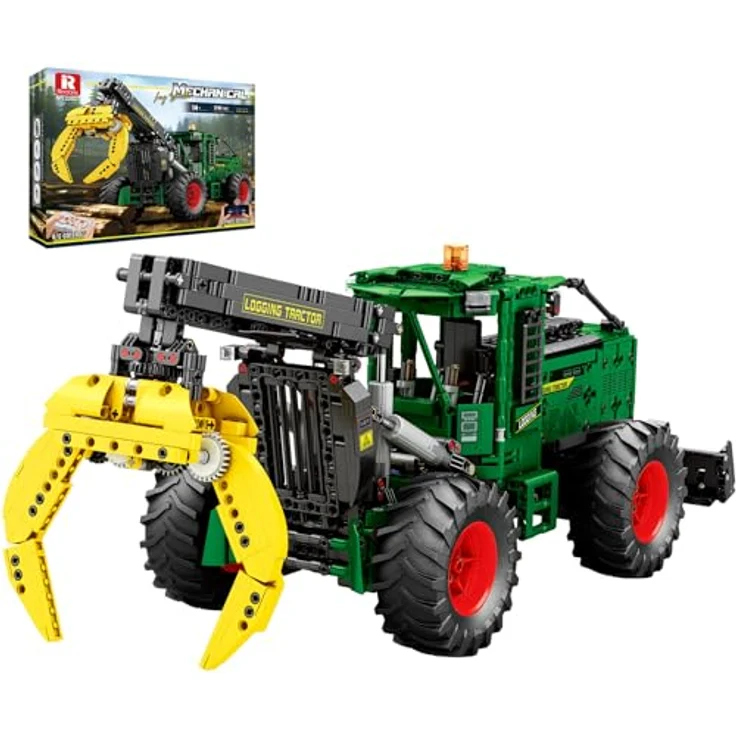 Reobrix 22027 Baufahrzeug-Modellbausatz, Technic-Traktor mit 6 Motoren und Fernbedienung, ab 14 Jahren, grünes Design – Bild 1