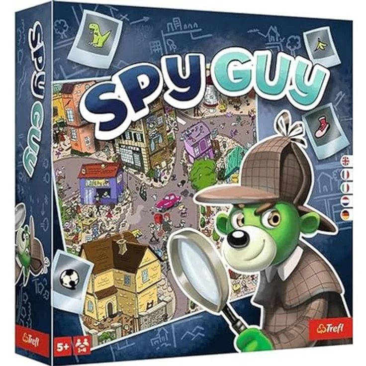 Trefl Spy Guy, Kooperatives Detektivspiel mit großer Beobachtungstafel (111 cm), Familienbrettspiel für Erwachsene und Kinder ab 5 Jahren