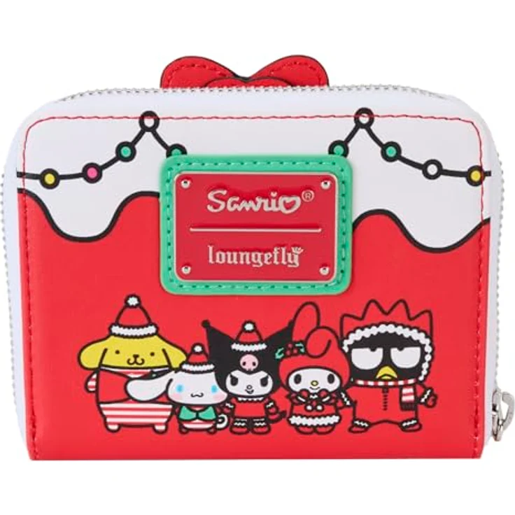 Loungefly Sanrio Hello Kitty Weihnachten Brieftasche, 100% veganes PU-Leder, kompaktes Design, 4 Kartenfächer, Reißverschluss, festliches Weihnachtsbaum-Detail – Bild 3