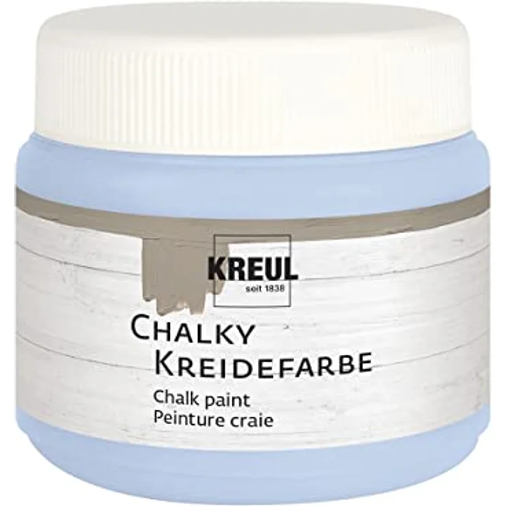 Kreul KREUL 75316 Chalky Kreidefarbe Vintage Blue, 150 ml, sanft-matt, cremig deckend, schnelltrocknend für Used Look Effekte – Bild 1
