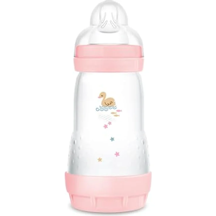 MAM Easy Start Anti-Colic Babyflasche (260 ml), Baby Trinkflasche mit Bodenventil gegen Koliken, Sauger Größe 1, Schwan – Bild 1
