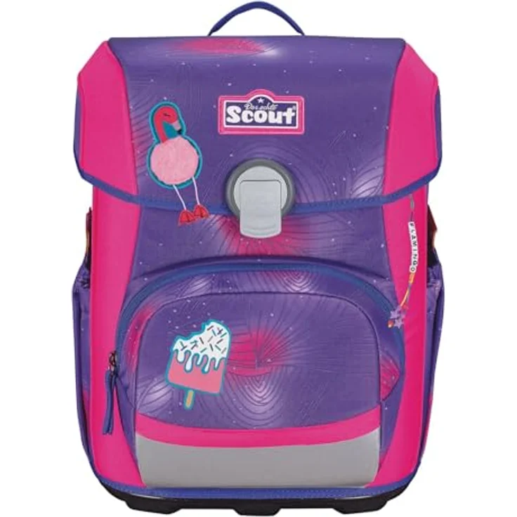 Scout Basic Neo Set 4-teilig Summer, Schulranzen-Set mit reflektierender Oberfläche, fluoreszierend, inkl. 2x Schlampermäppchen und Sportbeutel – Bild 2