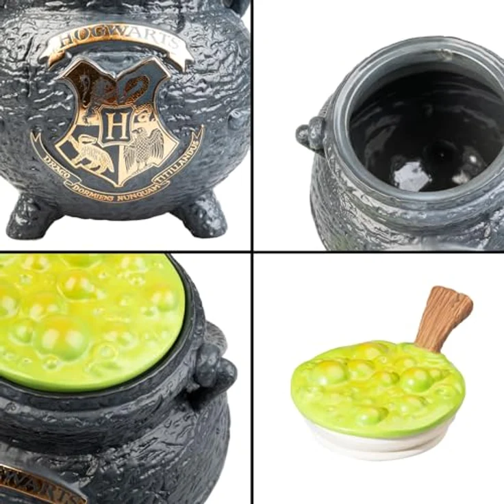Grupo Erik Harry Potter Zaubertrankkessel Keksdose, hochwertige Dolomit Vorratsdose mit passendem Deckel für frische Snacks, dekoratives Design im Harry Potter-Stil – Bild 2