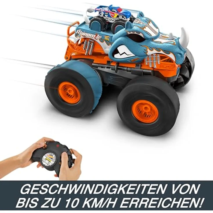 HOT WHEELS Monster Trucks HW ferngesteuerten Rhinomite - umbaubar, 1:12 Monster Truck, Beschleuniger für 1:64 Monster Trucks, Allround-Fernsteuerung, für Kinder ab 6 Jahren, HPK27 – Bild 4