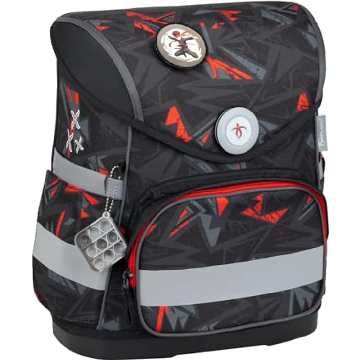 Belmil Compact mit Patches, Schulranzen Set 5-teilig mit Brustgurt, 19 L Volumen, Ninja – Bild 3