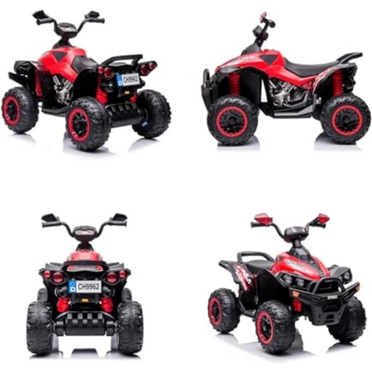 Chipolino Kinder Elektroquad ATV Speed, Licht- und Musikfunktion, 2 Motoren, Fußpedal, bis 35 kg, rot – Bild 4