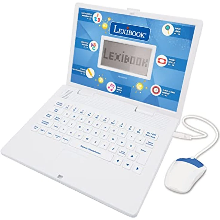 LEXIBOOK JC598i3 - Zweisprachiger Lernlaptop mit 124 Aktivitäten zum Lernen, Spielen und Musizieren, blau/weiß (Zweisprachig Deutsch und Englisch) – Bild 2