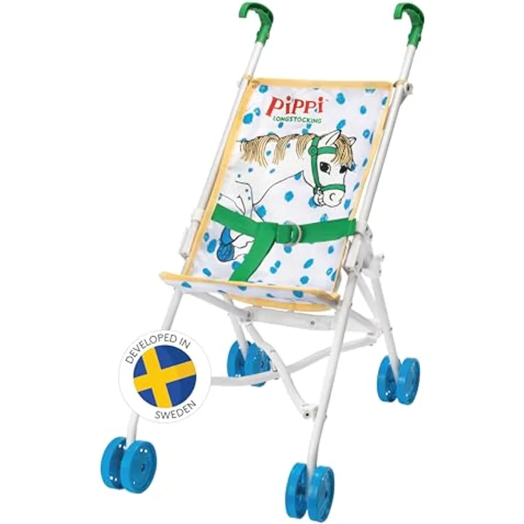 Pippi Langstrumpf Puppenwagen Kleiner Onkel mit fantasievollem Motiv, rosa