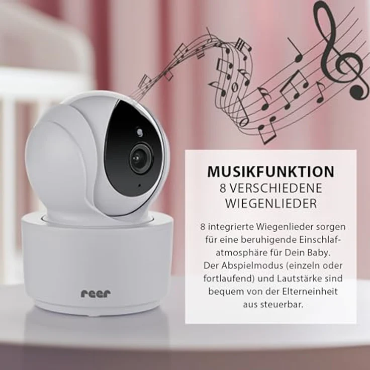 Reer BabyCam XL Move, digitales Video-Babyphone mit 4,3" TFT-Bildschirm, abhörsicherer FHSS-Technologie, 300m Reichweite, schwenk- & neigbarer Kamera, Nachtsicht, Gegensprechfunktion, weiß – Bild 3