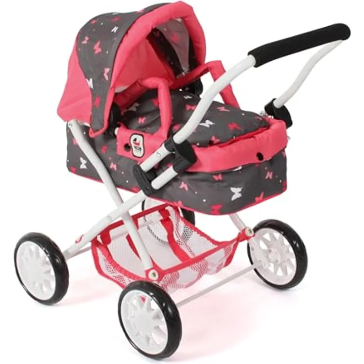 Bayer Chic 2000 - Puppenwagen Smarty, Kleiner Puppenwagen für Kinder ab 2 Jahren, Butterfly Koralle – Bild 1
