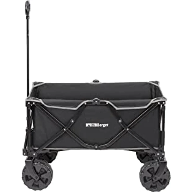 BERGER stabil Bollerwagen faltbar Beach │ Handwagen Transportwagen Transportkarre Strandwagen Gartenwagen │ belastbar bis 100 kg, klappbar, robust, leichtgängig, blau, Transporttasche – Bild 1