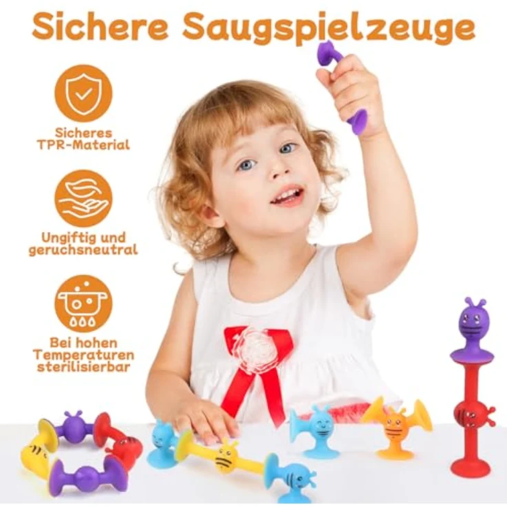 ECHOCUBE Saugnapf Spielzeug, 42 Stück sensorisches Badewannenspielzeug für Kinder ab 3 Jahren, BPA-frei, Stressabbau-Spielzeug und Reisespielzeug – Bild 4