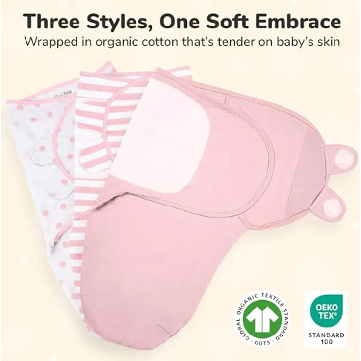 Mama Cheetah Preemie Swaddle Sack, Bio Baumwolle, verstellbare Einschlagdecke für Frühgeborene 4-7 lbs, 3-Pack – Bild 2