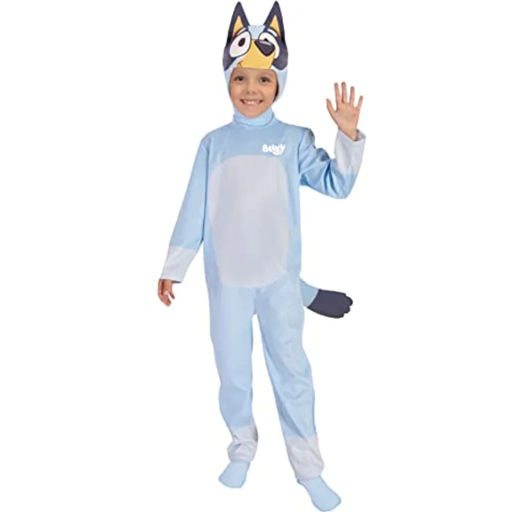 Ciao Bluey Dog Doggie Blue Onesie Plush Boy Unisex Costume (Size 3-4 years) - Official Bluey BBC, Printed Cap and Detachable Tail