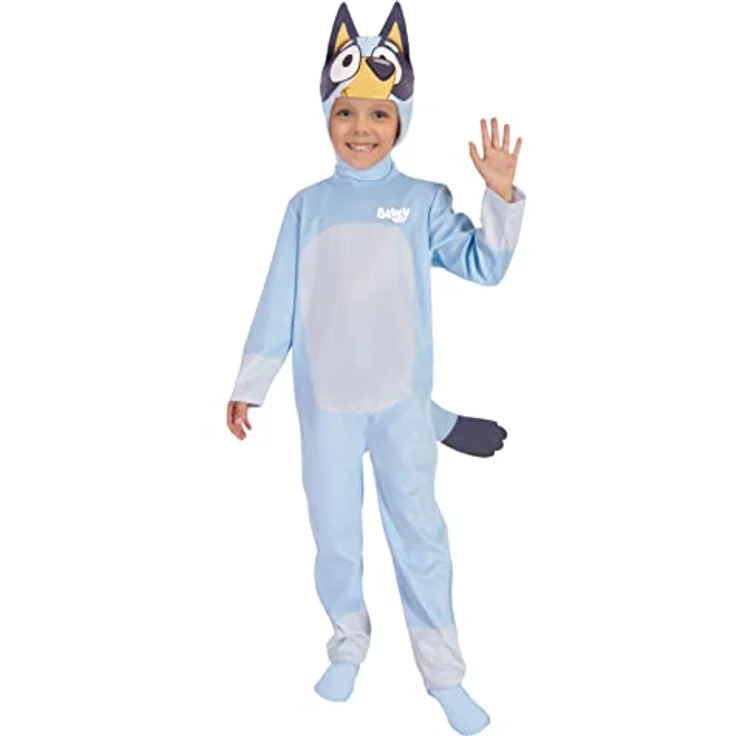 Ciao Bluey Dog Doggie Blue Onesie Plush Boy Unisex Costume (Size 3-4 years) - Official Bluey BBC, Printed Cap and Detachable Tail – Bild 1