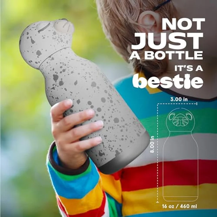 ASOBU Bestie Kindertrinkflasche, isolierte Edelstahlflasche 420ml mit Seehundkopf, auslaufsicher & BPA-frei – Bild 5