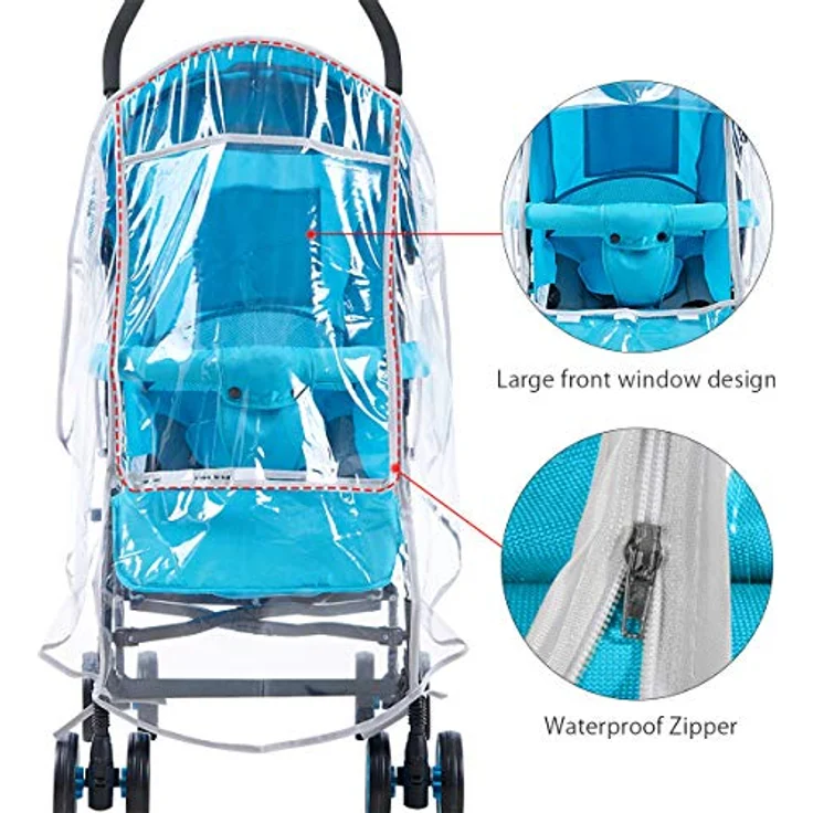 SONARIN Universal Regenschutz für Kinderwagen,Gute Luftzirkulation,Bequemes Kontakt-Fenster,einfache Montage an jedem Kinderwagen – Bild 4