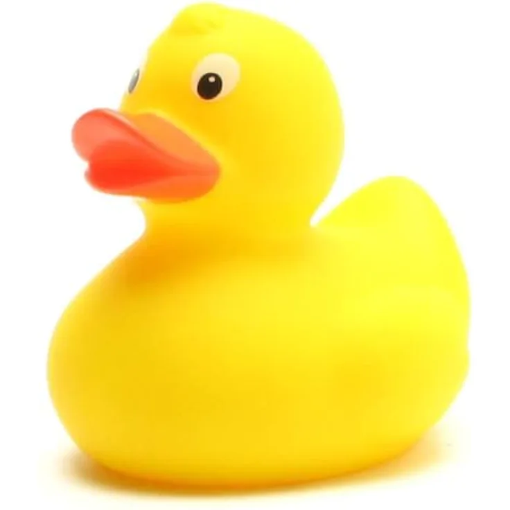 Duckshop Badeente Malina Gelb, klassisches Badewannenspielzeug mit leiser Quietschfunktion, 8,5 cm, Geschenkidee für Kinder und Sammler