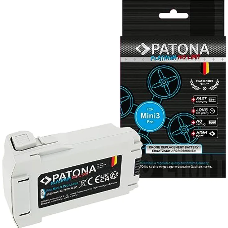 PATONA Platinum Akku, kompatibel mit DJI 4 Pro, 3 Pro, 3, Intelligent Flight Battery 3850mAh, 32,73Wh, 8,5V, 100% kompatibel mit BWX162-2453-7.38, mit Überladungs- und Kurzschlussschutz
