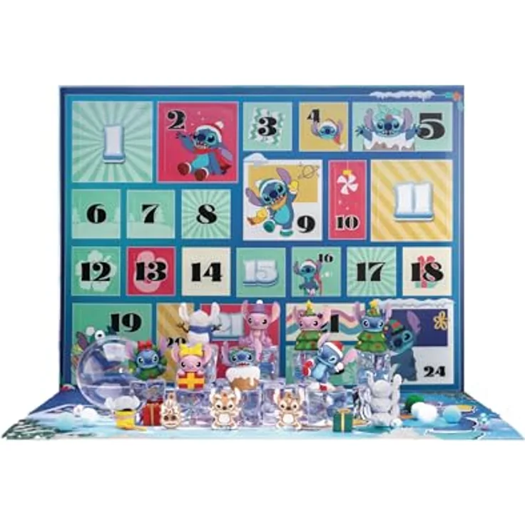 Beast Kingdom Toys Adventskalender Disney Stitch Adventskalender CELEBRATION FIGURE SET, Weihnachts-Countdown mit festlichen Mini Egg Attack-Sammelfiguren