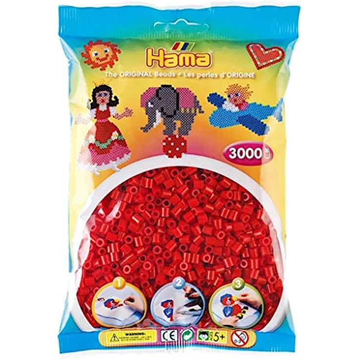 HAMA midi 201-22 Bügelperlen 3000 Stk. MITTEL ROT - Preisvergleich – Bild 1