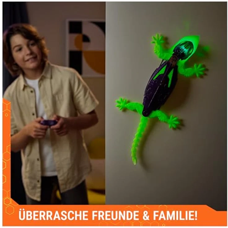 Spin Master HEX Wall Crawler Gecko, Glow-in-the-Dark ferngesteuertes interaktives Spielzeug mit LED-Augen und Wandkletter-Funktion – Bild 6