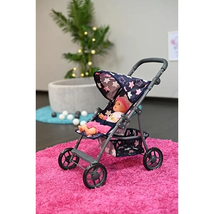 Knorrtoys 16843 Puppenbuggy Liba, höhenverstellbarer Schieber mit verstellbarem Verdeck, Star Blue pink, für Puppen bis 46 cm – Bild 5