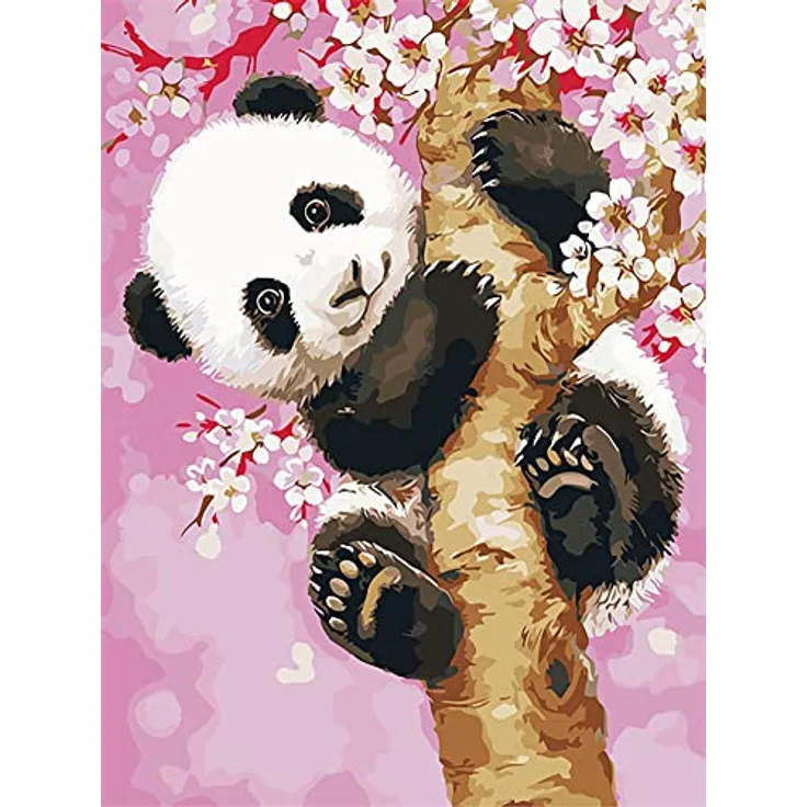 Diamond Painting Set, Bild mit Motiv Panda und Zubehör, Größe ca. 33 x 44 cm, Bastelset zum Malen mit Glitzersteinchen für Kinder ab 5 Jahren