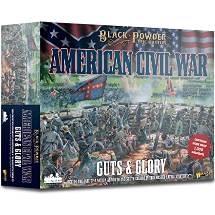 Black Powder Black Powder Epic Battles – American Civil War Starter Set – Guts & Glory, mit Plastikfiguren für 6 Infanterieregimente, Zouave und Kavallerie, inkl. Regelbuch und Zubehör