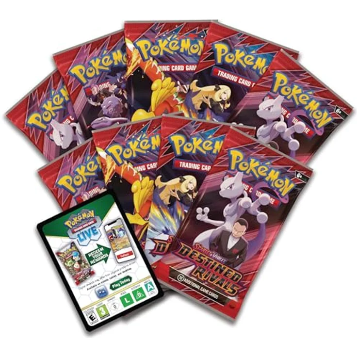 AMIGO Pokemon TCG - Scarlet & Violet 10: Destined Rivals Elite Trainer Box - 9 Booster-Packs, exklusive Foil-Promokarte, 45 Energiekarten, 65 Kartenhüllen, strategische Würfel – Bild 2