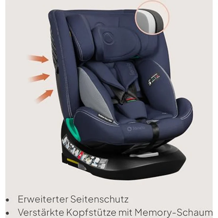 lionelo Autokindersitz BASTIAAN ONE i-SIZE, 4-in-1/i-Size/Dri-Seat/360 Grad/0-36kg, schwarz – Bild 5