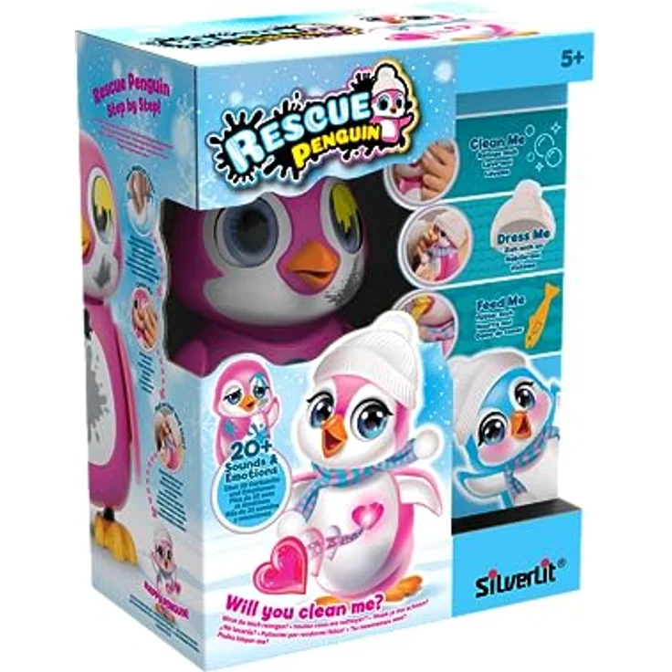 Silverlit RESCUE PENGUIN, interaktives Kuscheltier mit Licht- und Soundfeatures, 2-fach sortiert – Bild 1