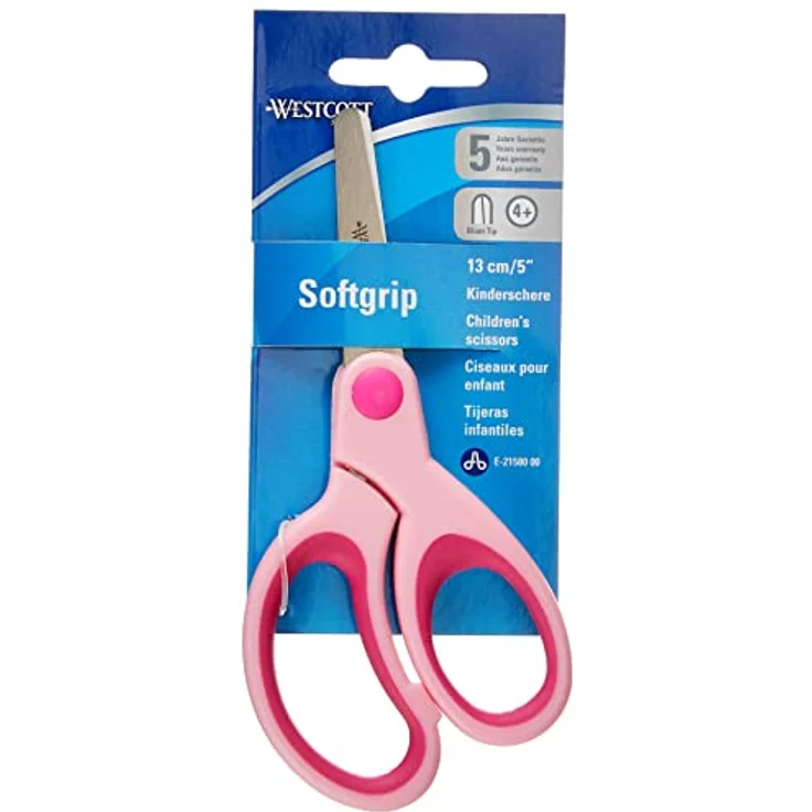 Westcott E-21580 00 Softgrip Kids Kinderschere für Rechtshänder, 13 cm, runde Spitze, pink – Bild 3