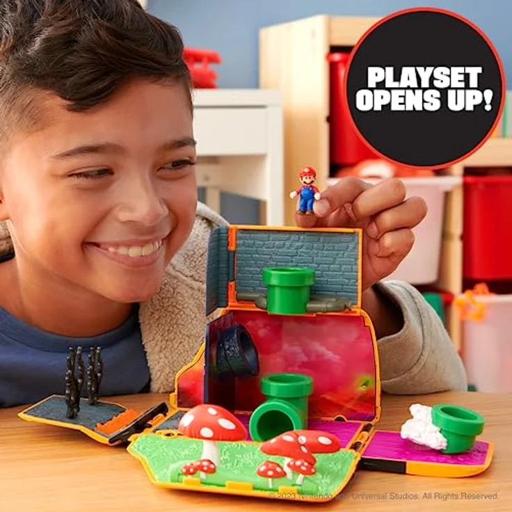Jakks Pacific Nintendo Super Mario Movie Mini World Van Spielset, inkl. Mini-Mario-Figur, mit Warpzone-Universum, 18 x 18 x 10 cm, Kunststoff, ab 3 Jahren – Bild 4