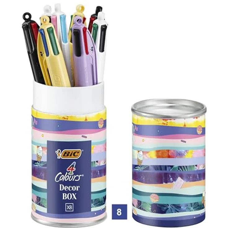 Bic Kugelschreiber Clip, Schreibstifte mit mittlerer Spitze, 4 Farben, Soft Touch Gehäuse, 8er Set