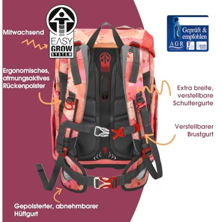 Step by Step Schulranzen Cloud, Dog Kira, mit 1 Vordertasche und 2 Seitentaschen, verstellbar und geeignet für Kinder ab 5 Jahren – Bild 4